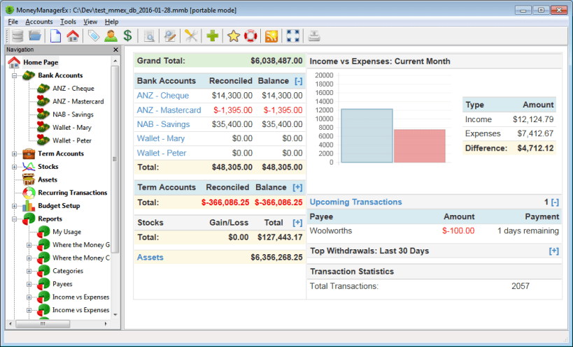 Money Manager Ex (MMEX), what is the best way to Money Manager Ex (MMEX), monthly spending tracking with retention and backups